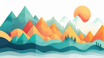 Asset growth flat design side view wealth accumulation water color Triadic Color Scheme