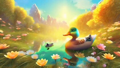 Obraz premium duck and ducklings