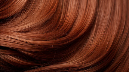 Close-up of Wavy Auburn Hair, Detailed and Glossy Texture