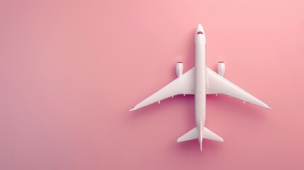 The airplane on pink background