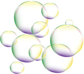 Colorfull Transparent Bubbles Isolated Transparent