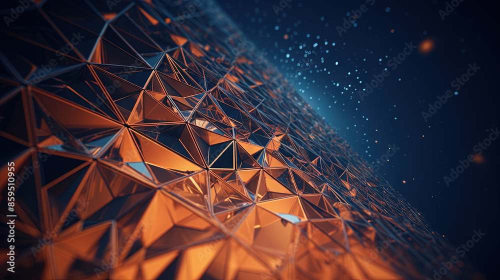 Aufkleber Abstract background with structure of neon triangles and technology style.