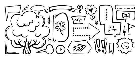 Hand drawn doodle vector set. Collection of cute hand drawn doodle.