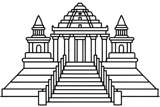 black and white temple outline clip art preview