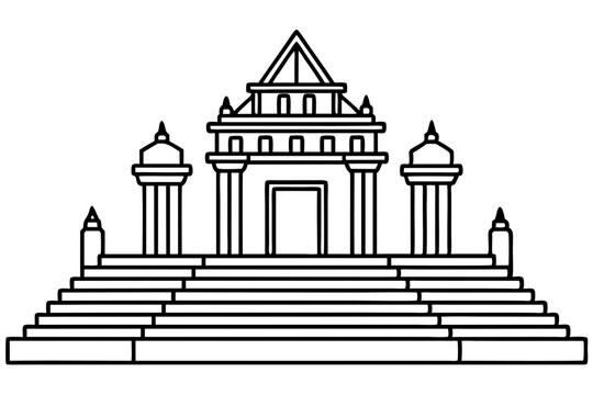 black and white temple building outline clip art preview