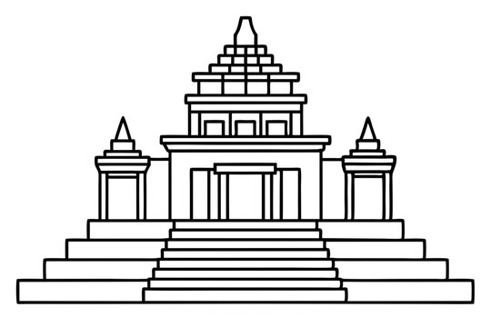 recommend clip art: Outline Angkor wat pixel perfect vector design