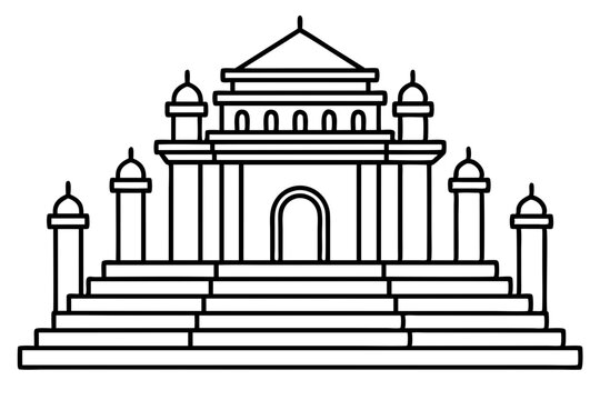recommend clip art: Outline Angkor wat pixel perfect vector design