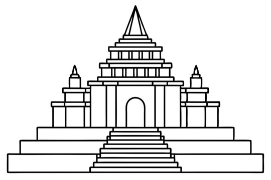 recommend clip art: Outline Angkor wat pixel perfect vector design