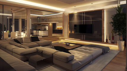 Modern Comfort: Contemporary Living Room. Generative AI