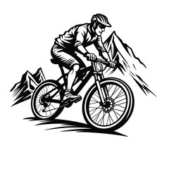 Mountain Biker Vector Silhouette artwork
