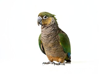 Obraz premium Rare Kakapo parrot on a pure white background. Kakapo, which has distinctive green, brown and yellow fur.