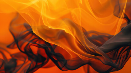 Abstract fiery orange and black flowing shapes close-up