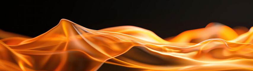 Abstract Flowing Orange and Black Background Closeup
