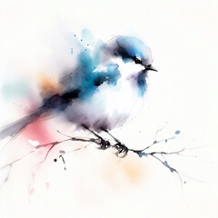 Naklejka premium Abstract watercolor illustration of a bird, with soft colors