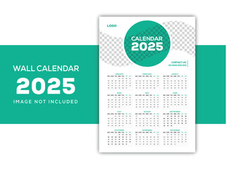 Creative Editable wall calendar design template for 2025, Printable calendar design.