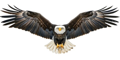 Obraz premium Eagle Soaring on White Background. Concept Wildlife Photography, Majestic Birds, Animal Portraits, Nature Conservation