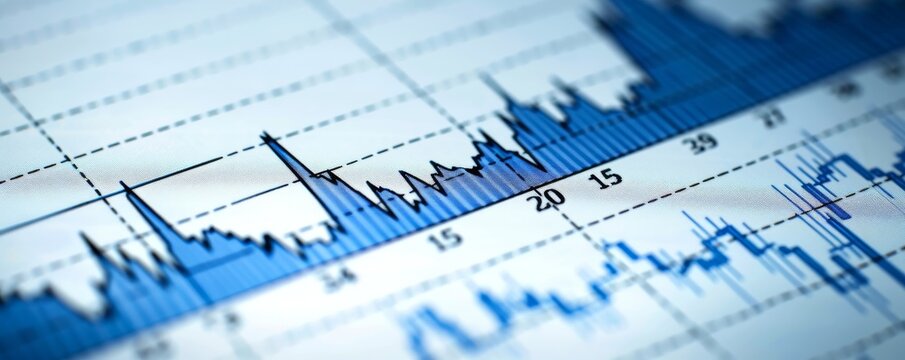 a blue financial graph showing market trends and data points, ideal for business analysis and investment concepts, Auditing balance sheet, sales and income report