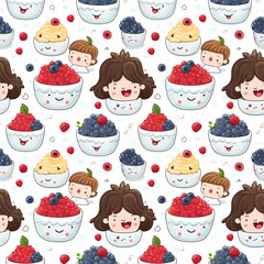 seamless pattern with sweets and cute Children