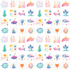seamless pattern with underwater world