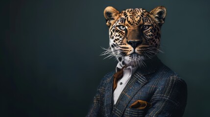 Leopard in business suit portrait