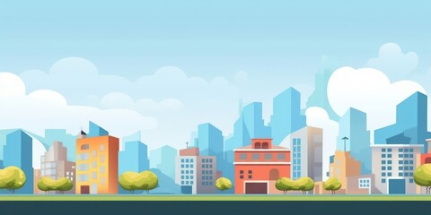 Sunny Cityscape with Blue Sky