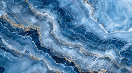Obraz premium Abstract blue and white marble texture background with swirling patterns.