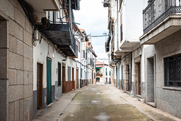 a narrow street in Aldeanueva del Camino, comarca of Valle del Ambroz, province of Caceres, Extremadura, Spain