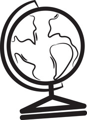 Illustration of a hand-drawn globe icon, travel vector
