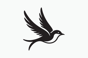 Bird silhouette vector style with white background