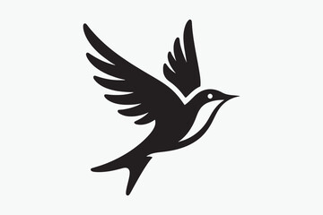 Bird silhouette vector style with white background