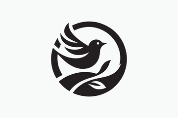 Bird silhouette vector style with white background