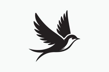 Bird silhouette vector style with white background