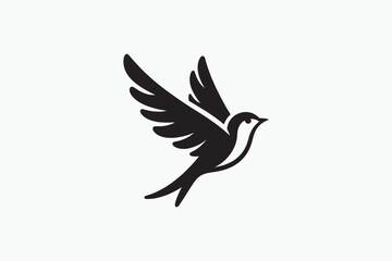 Bird silhouette vector style with white background
