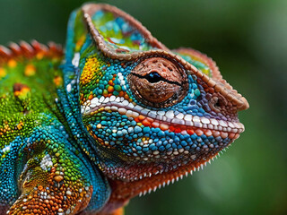 Vibrant Chameleon Close-Up – Stunning Details of a Colourful Reptile in Nature