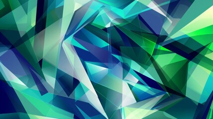 Obraz premium Colorful abstract geometric shapes in shades of blue and green creating a dynamic pattern.
