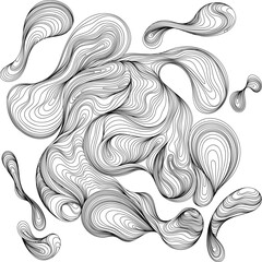 Abstract blot composition. Line splash shape hand drawn set. Liquid thin line ink painting style composition for decoration for background wallpaper.