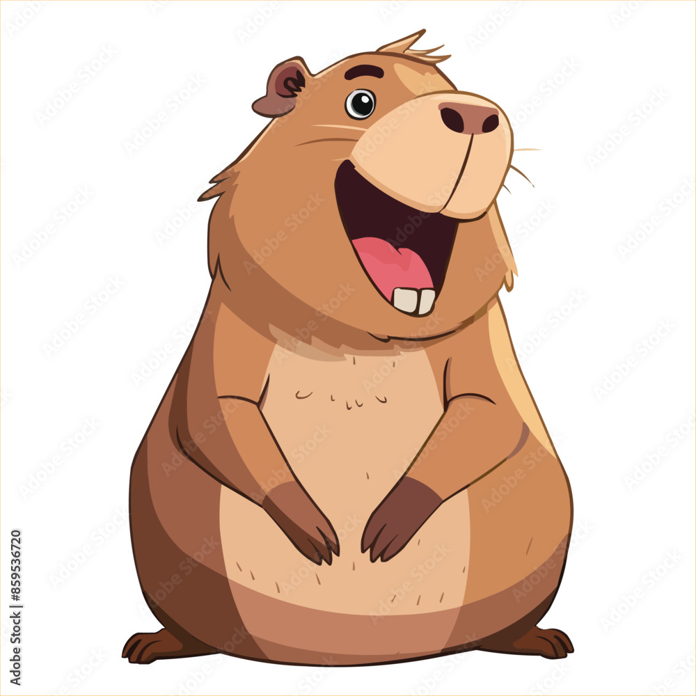 Wall mural vector happy capybara cartoon character on white background