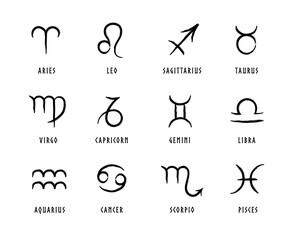 Full editable set of zodiac signs. Astrology.	