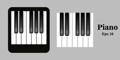 Piano keyboard icon. Simple illustration of grand piano key vector icons for web. Eps 10. Synthesizer