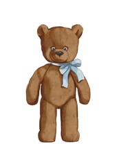teddy bear watercolor style hand drawn