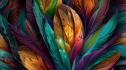 Illustration a background featuring the soft and feathery texture of bird plumage, with layered and overlapping feathers