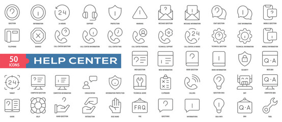 Help Center Icon Collection Set. Easy To Use, Easy To Edit And Simple Line Vector Icons.