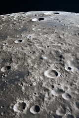 Close-Up View of the Cratered Surface of a Moon in Space