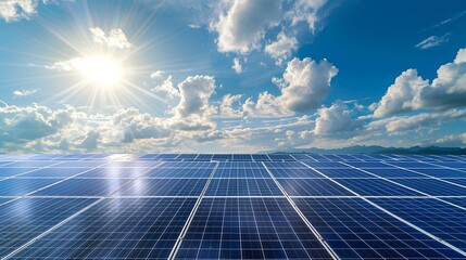 wide angle shot of a large solar panel array 