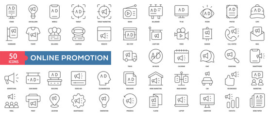 Online Promotion Icon Collection Set. Easy To Use, Easy To Edit And Simple Line Vector Icons.