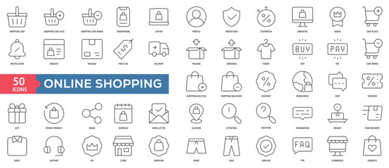Online Shopping Icon Collection Set. Easy To Use, Easy To Edit And Simple Line Vector Icons.