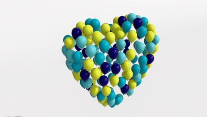 heart shaped balloons colorful render 3d