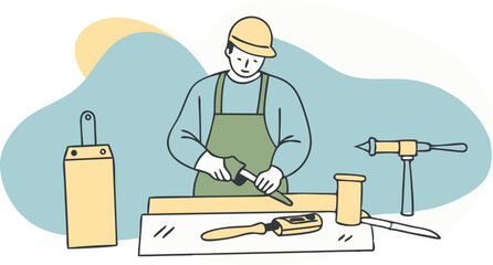 A man is working on a project in a workshop