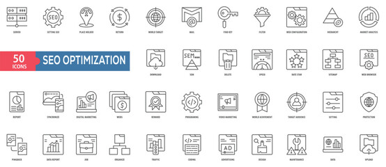 Seo Optimization Icon Collection Set. Easy To Use, Easy To Edit And Simple Line Vector Icons.