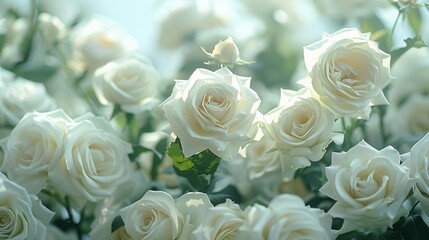 white roses background ai generated